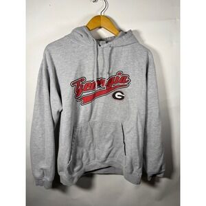 Red Oak Sports Wear Georgia Bulldogs Hoodie Mens Size L Gray Pullover Athletic